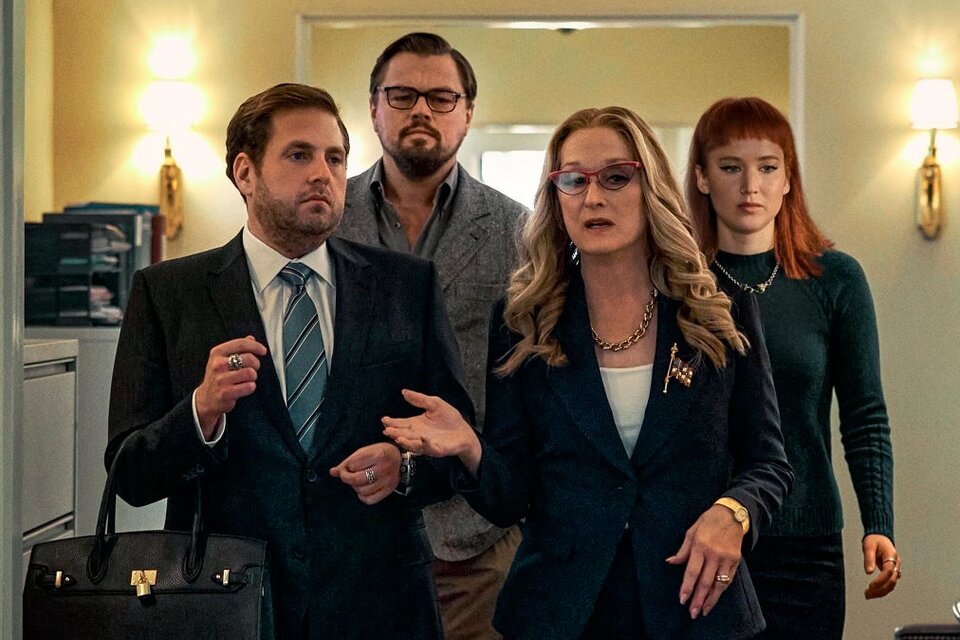 Meryl Streep y Leonardo DiCaprio en una escena del éxito de Netflix.