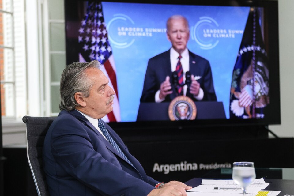 Alberto Fernández y su par norteamericano Joe Biden.