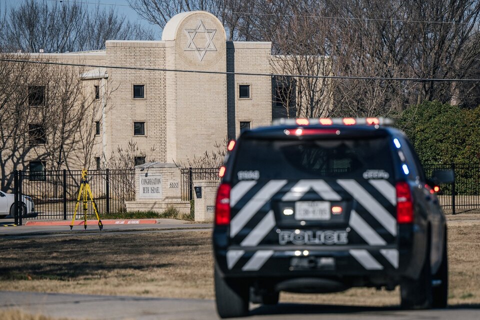 La sinagoga de Texas, donde el sábado un ciudadano británico mantuvo a cuatro personas como rehenes durante 10 horas. (Fuente: AFP)
