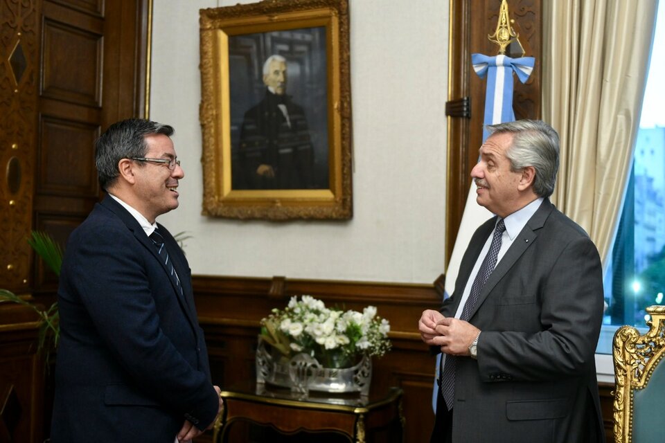 El diputado Germán Martínez junto al presidente Alberto Fernández.