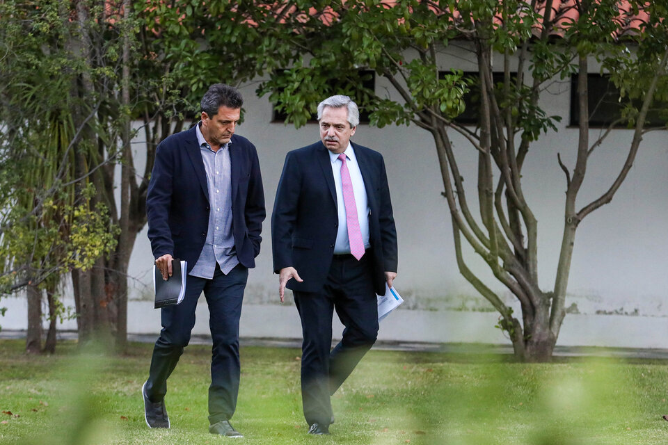 El presidente Alberto Fernández y el diputado Sergio Massa. (Fuente: Presidencia)
