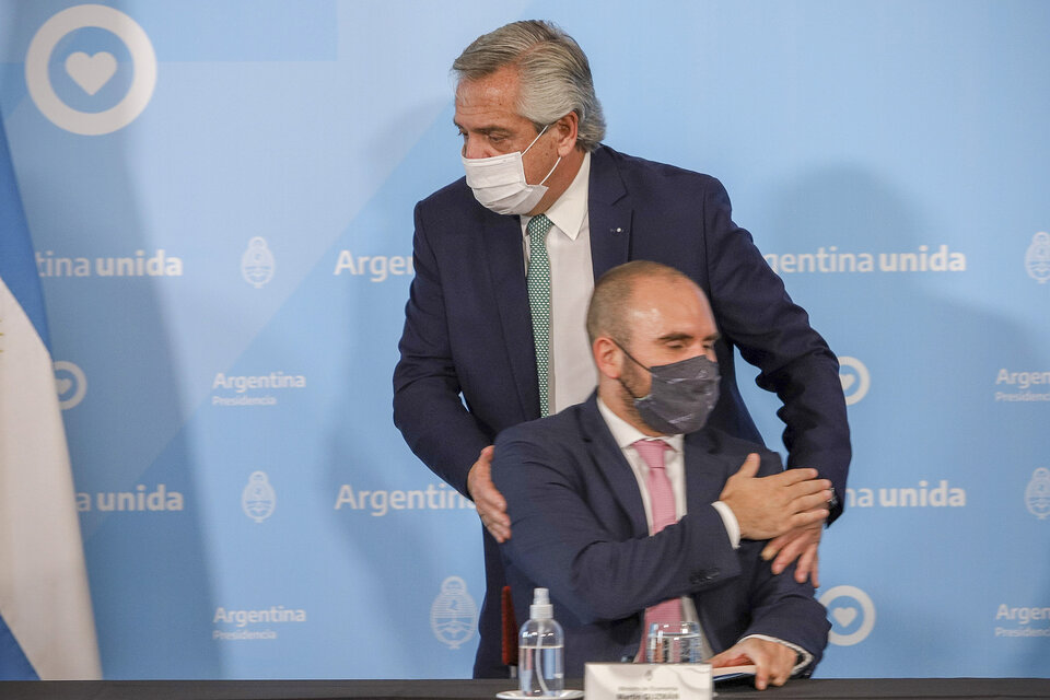 Presidente Alberfto Fernández y ministro Martín Guzmán.