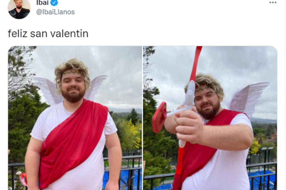 El streamer compartió, a través de las redes sociales, dos imágenes vestido de Cupido. 