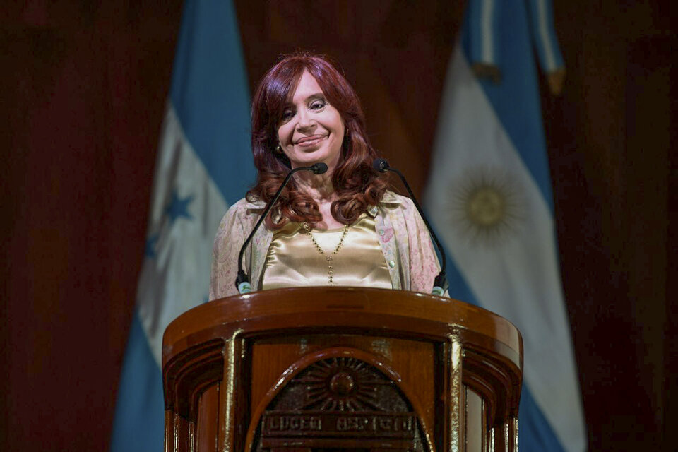 CFK, en su reciente visita a Honduras. 