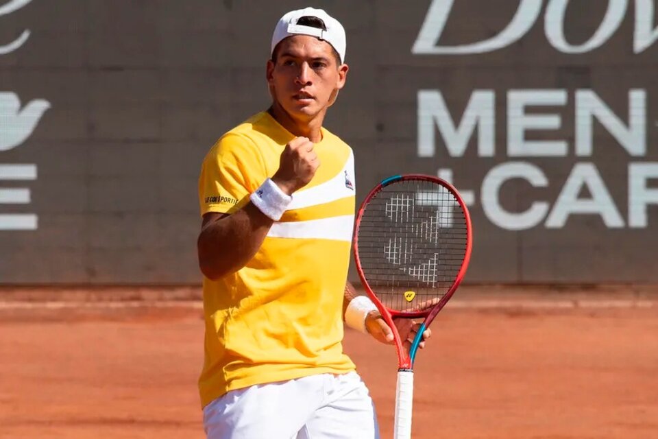 El festejo de Báez por acceder a su primera final de ATP (Fuente: Chile Open)