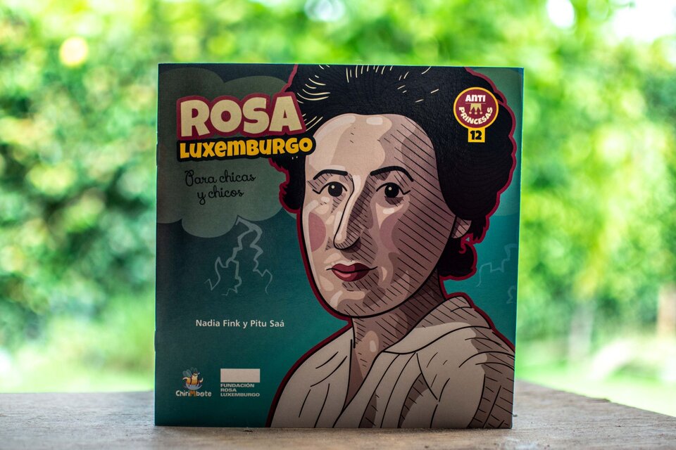 La portada del libro sobre Rosa Luxemburgo dentro de la colección Antiprincesas (Editorial Chirimbote) (Fuente: dibujo de Pitu Saá)