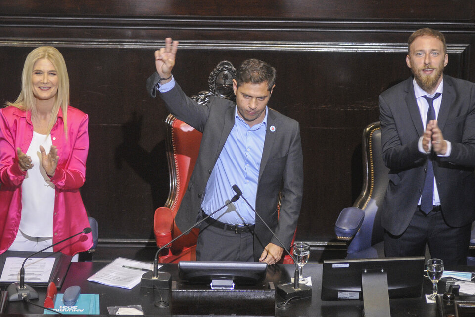 Verónica Magario, Axel Kicillof y Federico Otermín en la Legislatura bonaerense. (Fuente: Sandra Cartasso)