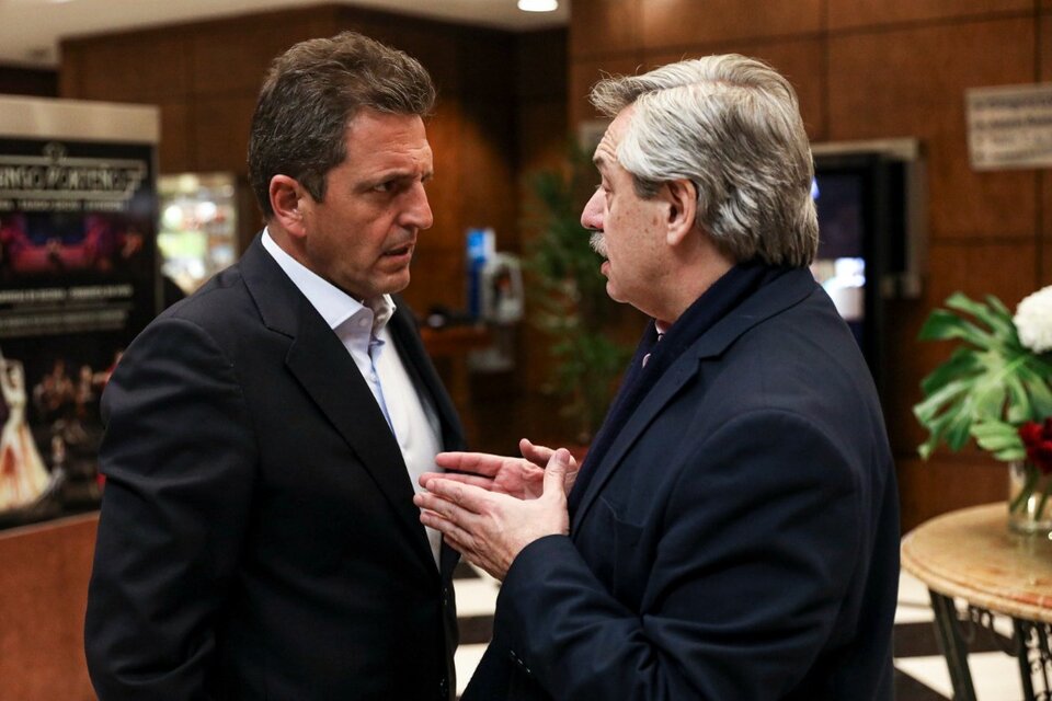El titular de la Cámara baja, Sergio Massa, junto al presidente Alberto Fernández.