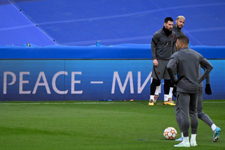 Mbappé, Messi y Neymar en la práctica de este martes (Fuente: AFP)