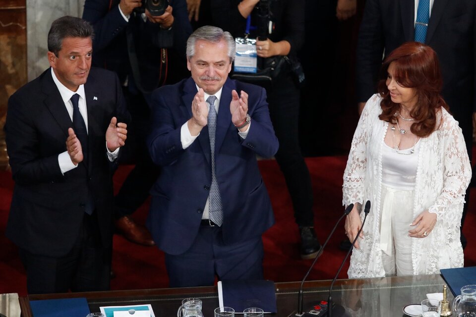 Sergio Massa, Alberto Fernández y Cristina Kirchner. (Fuente: Leandro Teysseire)