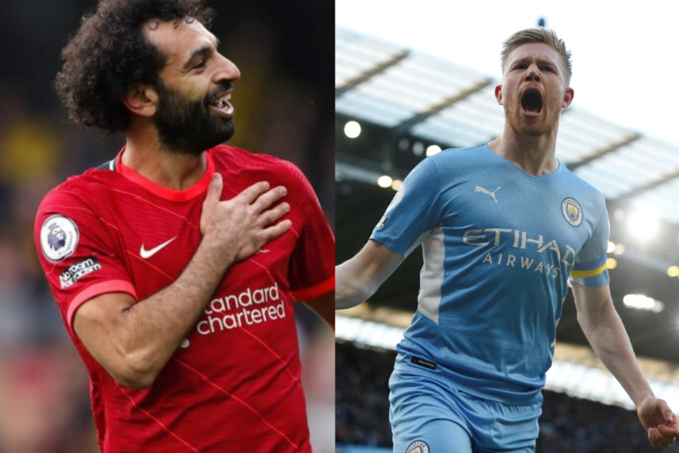 Mohamed Salah y Kevin de Bruyne, las estrellas del Liverpool y del Manchester City.  (Fuente: AFP)
