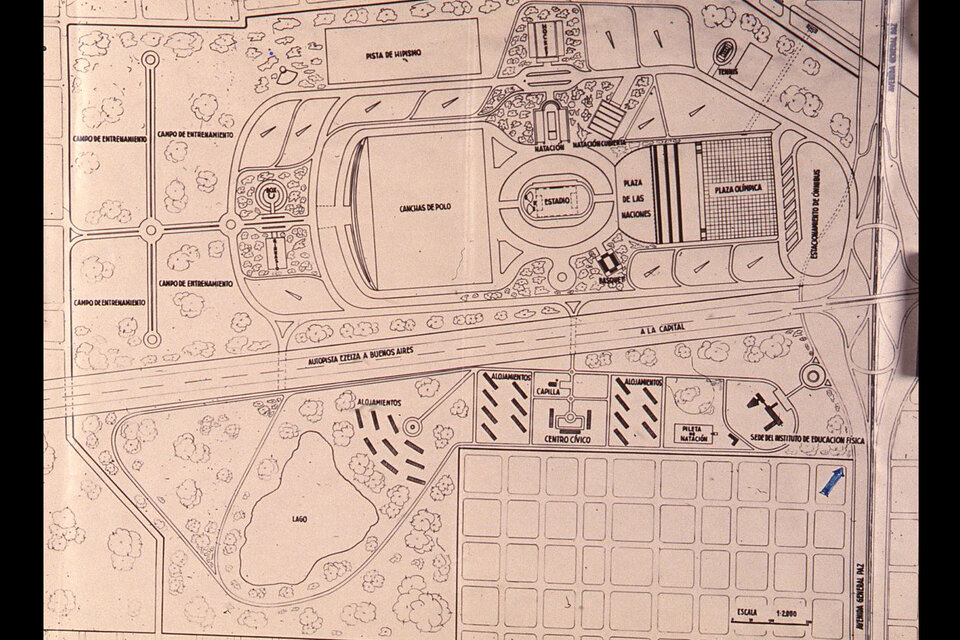 Plano de la Villa Olímpica para la canditatura de los JJ.OO. de Buenos Aires 1956. (Fuente: Gentileza archivo del COI)
