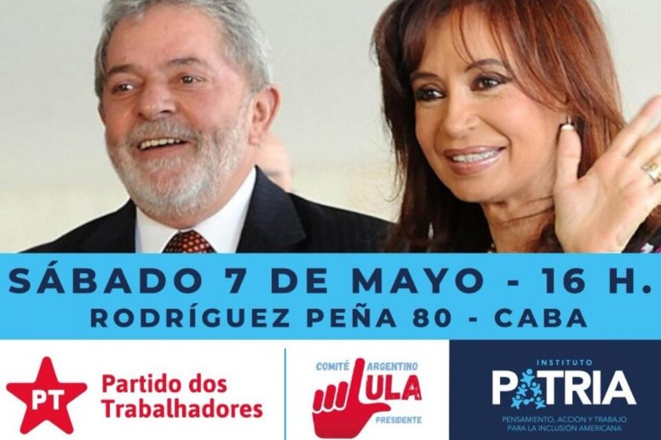 Flyer de la convocatoria del Instituto Patria por el lanzamiento presidencial de Lula Da Silva.  