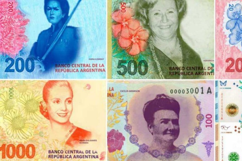 El Gobierno nacional anunciará este lunes los nuevos billetes en Argentina. Foto: (TW Victoria Freire)