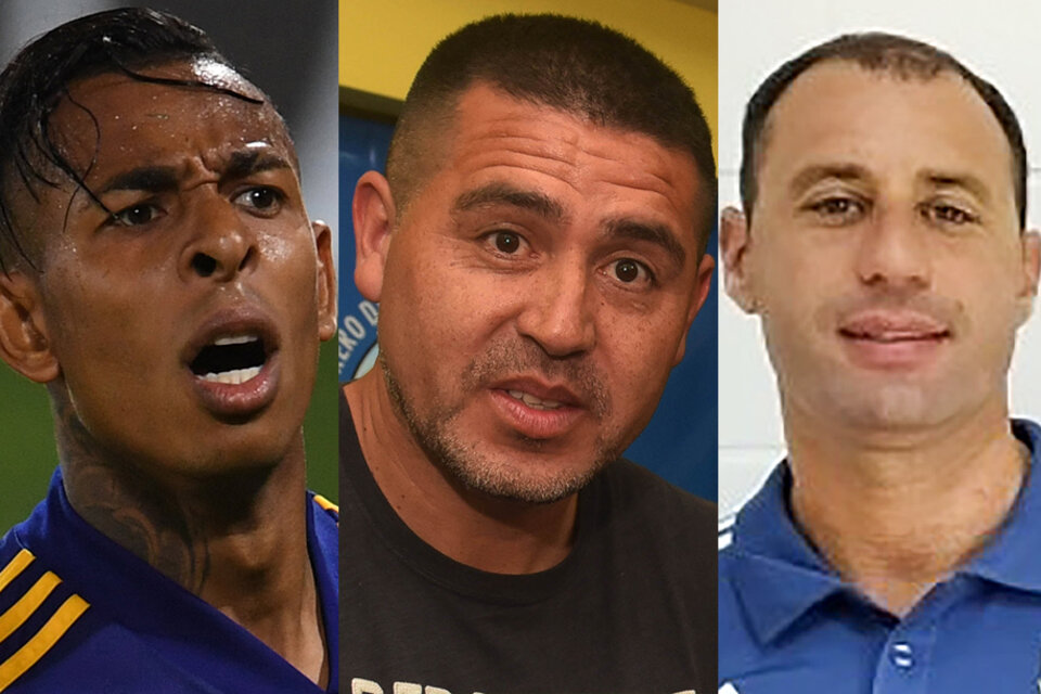 Sebastián Villa, Román Riquelme y Diego Guacci, el entrenador que la Fifa no sancionó a pesar de estar acusado de abuso.
