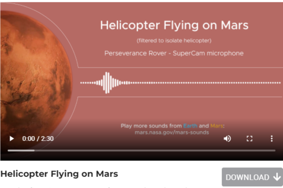 La plataforma permite grabar audios de hasta 10 segundos y descargarlos. Imagen: Sitio web de la NASA