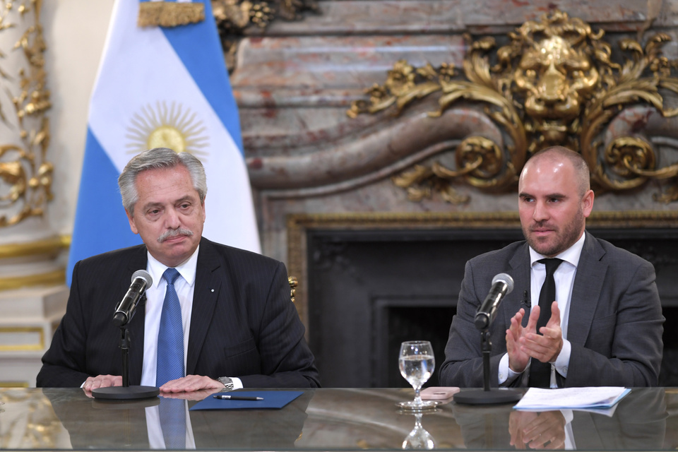 Alberto Fernández y Martín Guzmán. (Fuente: Télam)