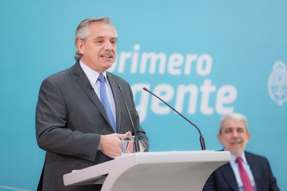 El presidente Alberto Fernández y el ministro de Seguridad, Aníbal Fernández. (Fuente: Télam)