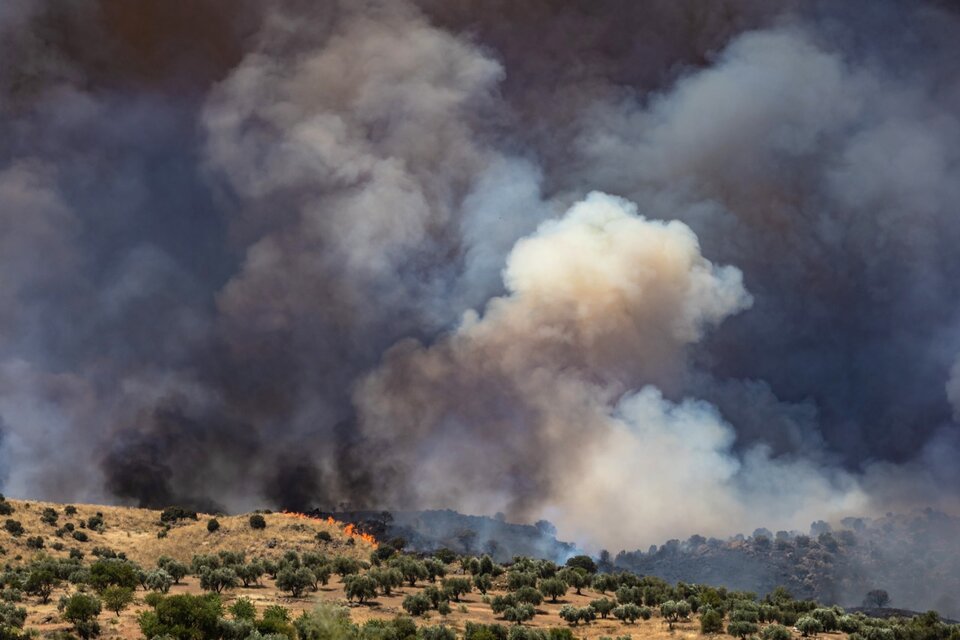 Incendio forestal en la finca Zurraquin dentro del término municipal de Toledo capital. (Fuente: EFE)