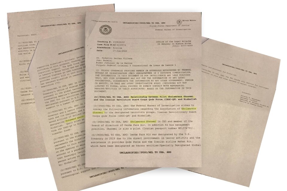 El informe del FBI sobre el piloto Ghasemi al que accedió Página12.  