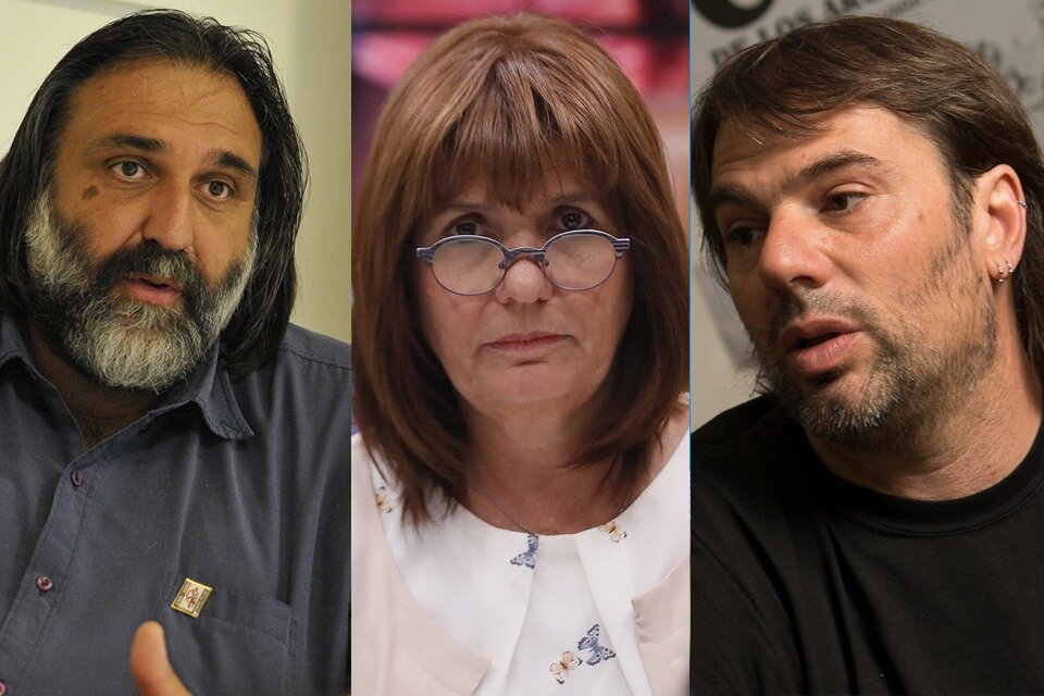 Roberto Baradel, Patricia Bullrich y Daniel Catalano.