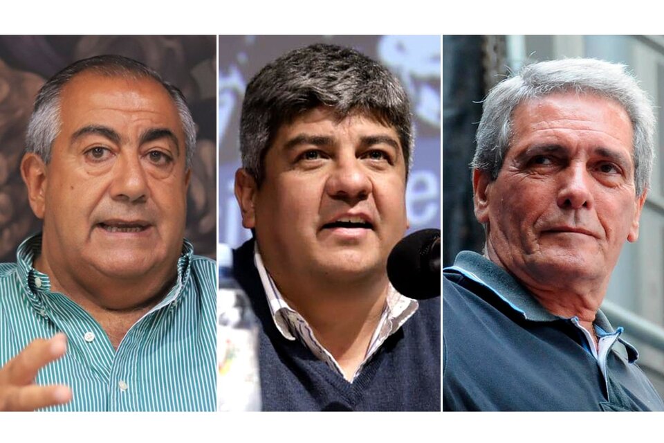 Los triunviros de la CGT Héctor Daer, Pablo Moyano y Carlos Acuña.