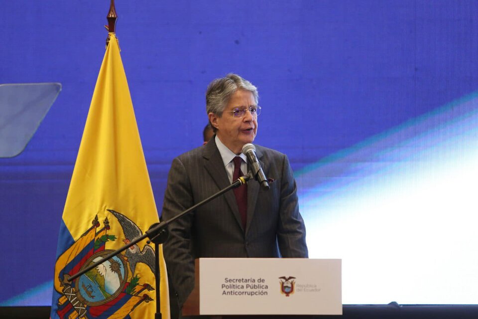 Guillermo Lasso durante la presentación de la Estrategia de Política Pública Anticorrupción, este 13 de julio. (Foto: Twitter de Guillermo Lasso)
