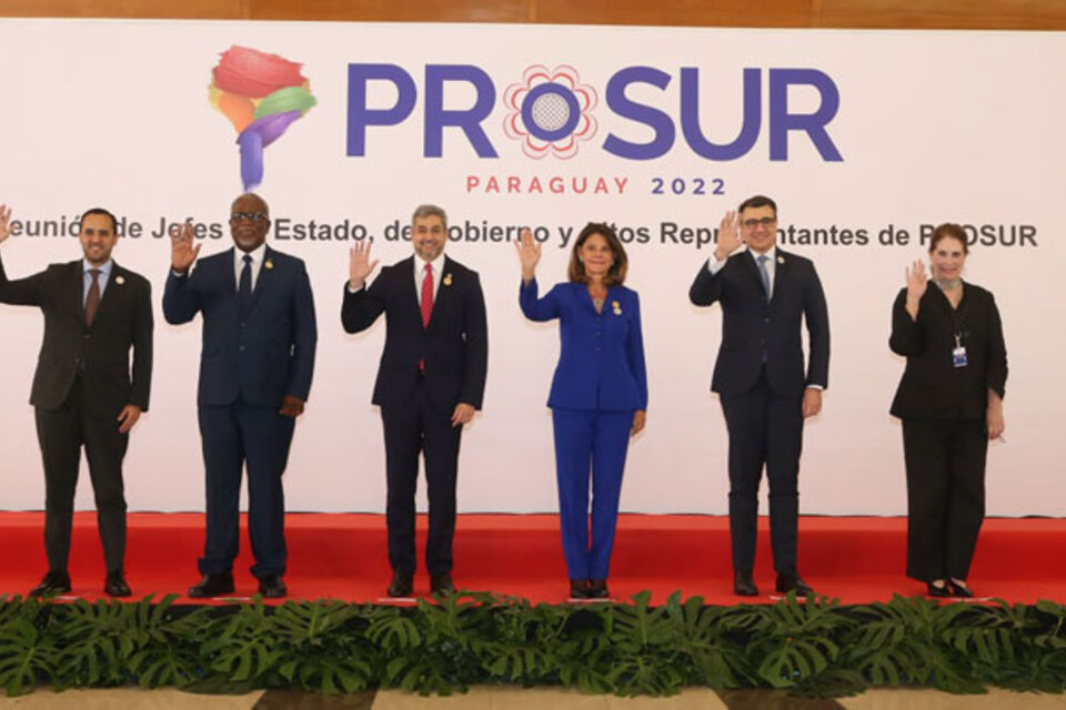 Foto: Autoridades de países del Prosur en la cumbre de este jueves, 21 de julio. Fuente: Ministerio de Relaciones Exteriores de Paraguay