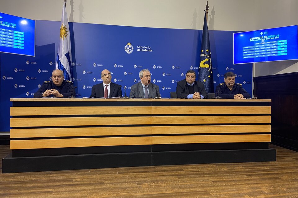 Ministro Luis Alberto Heber durante la presentación de los datos de homicidios / Twitter de Heber