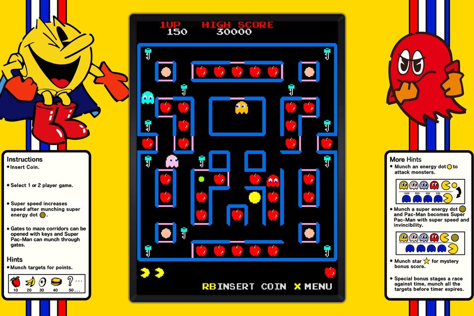 Pac-Man Museum trae 14 versiones de la saga del célebre personaje, que van armando un salón de fichines  virtual y personalizable (Fuente: Pac-Man Museum)