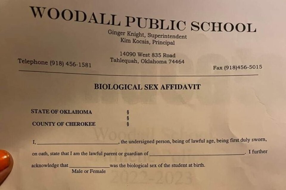 Erin Matson, directora ejecutiva de la organización de aborto y derechos reproductivos “Reproaction”  compartió una declaración jurada de la Escuela Pública Woodall en Oklahoma. Foto: Twitter Erin Matson.
