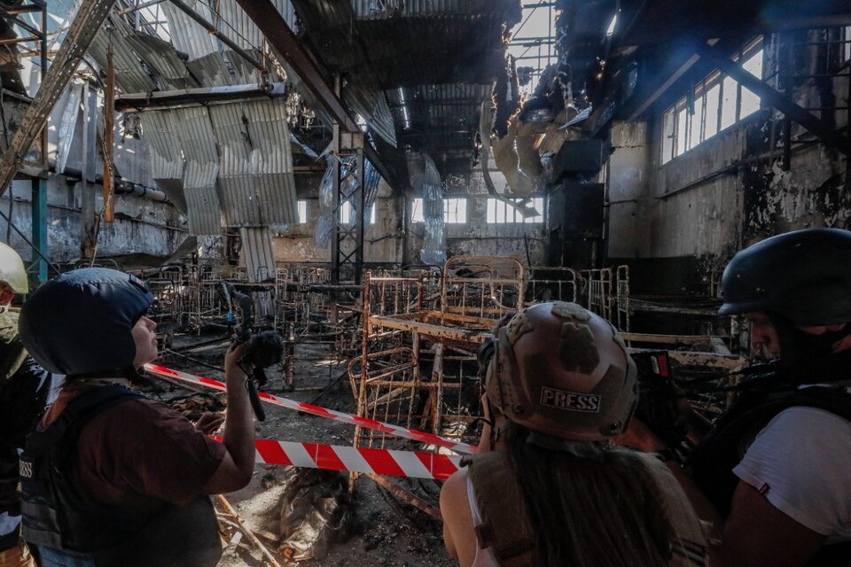 La cárcel de Yelenovka, en la región del Donestk, luego de un bombardeo de Ucrania. (Fuente: EFE)