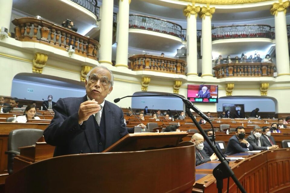 El primer ministro de Perú, Aníbal Torres, durante su comparecencia ante el Congreso / Congreso de Perú