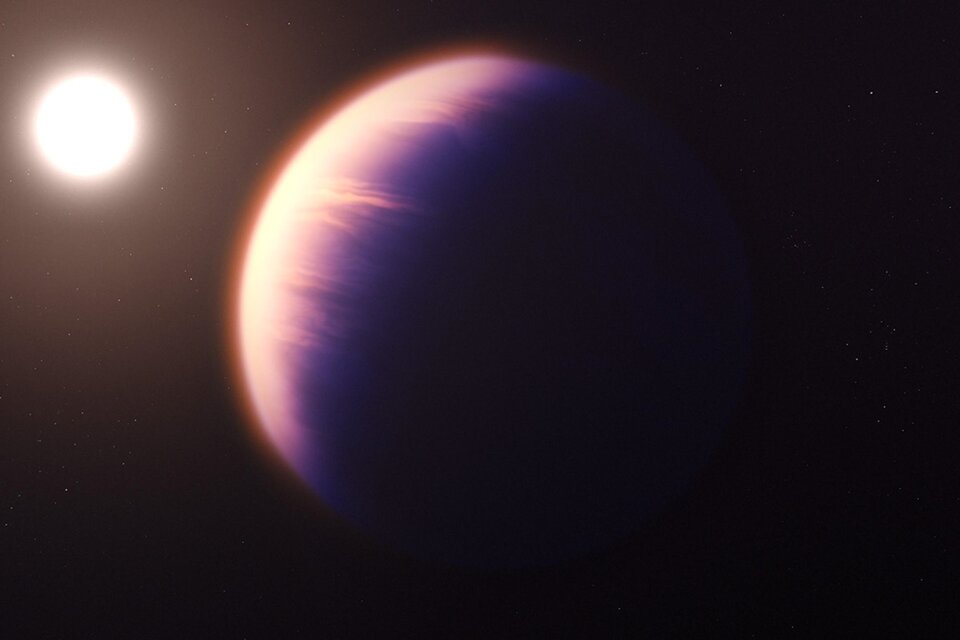 Esta ilustración muestra qué aspecto podría tener el exoplaneta WASP-39 b, con base en la comprensión actual del planeta. (Foto: NASA, ESA, CSA y J. Olmsted)
