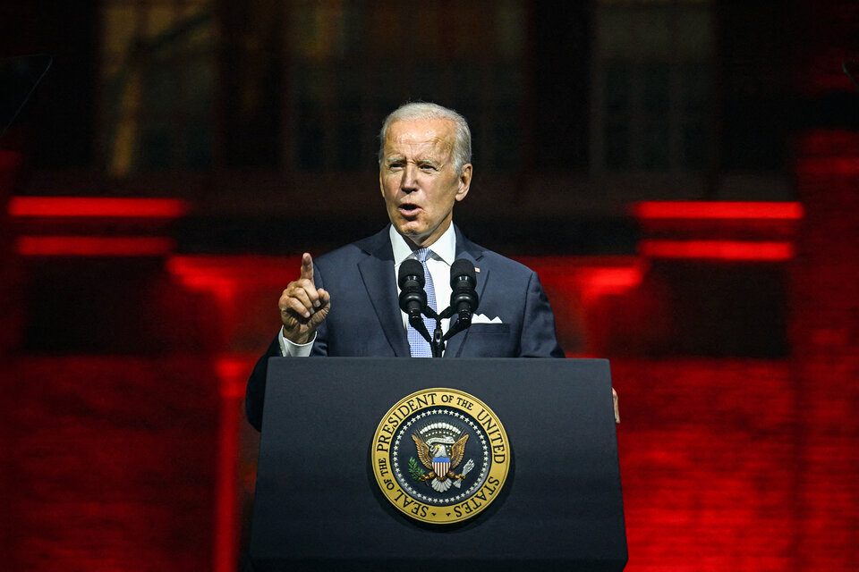 Biden llamó a defender la democracia en Philadelphia. (Fuente: AFP)