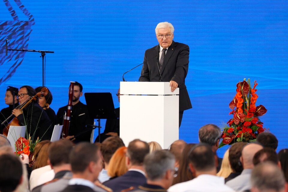 El presidente alemán, Frank-Walter Steinmeier, durante la ceremonia (Fuente: AFP)