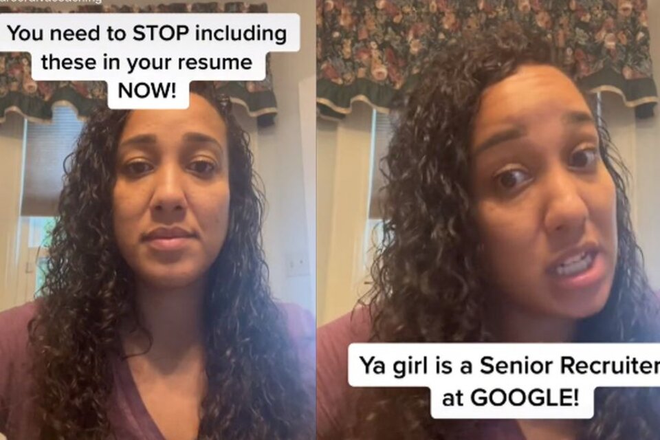 Una reclutadora de Google dio consejos en TikTok para armar un CV. Imagen: captura de video. 