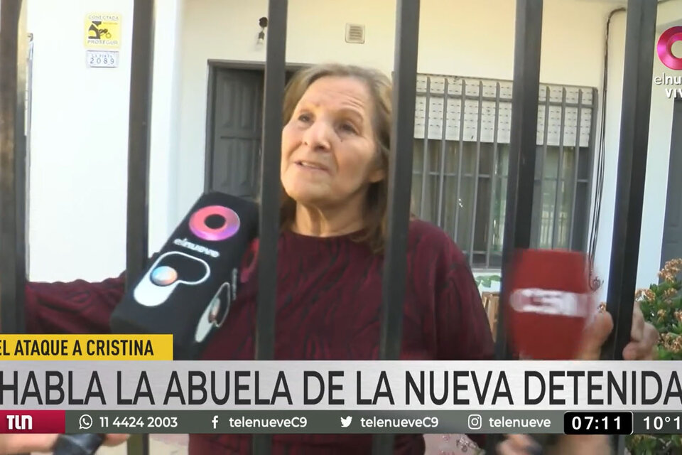 Habló la abuela de la nueva detenida por la causa que investiga el atentado contra Cristina Kirchner.
