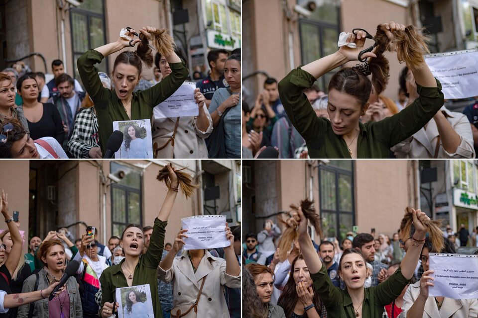 Quemar hiyabs y cortarse el pelo, el desacato de de las mujeres en Irán que tomó las calles. (Fuente: AFP)