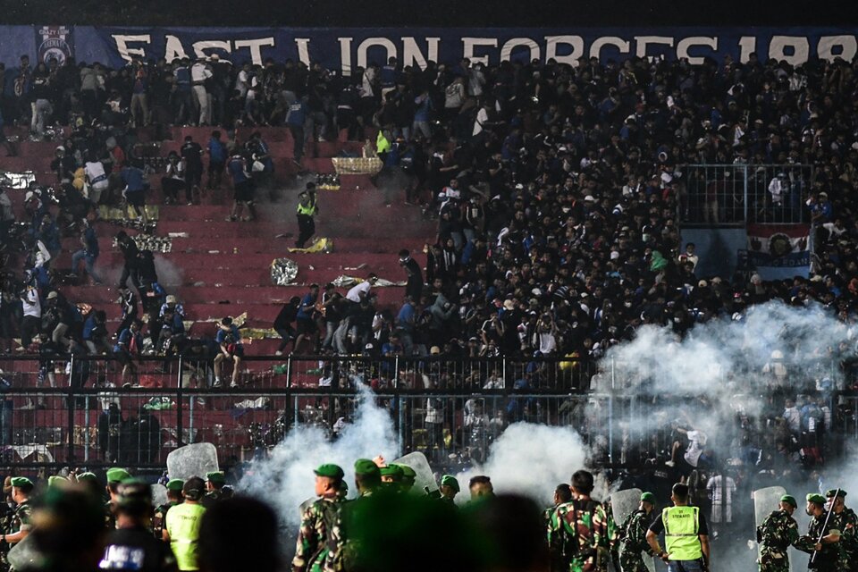 La policía arrojó gases para intentar dispersar a la multitud (Fuente: AFP)