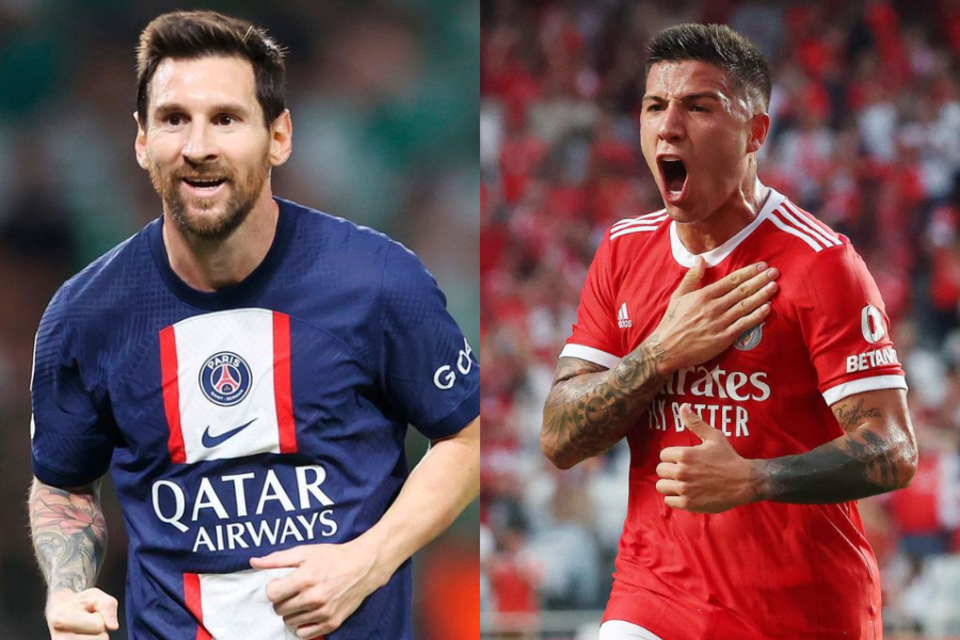 Los argentinos Lionel Messi y Enzo Fernández serán titulares en PSG y Benfica respectivamente.