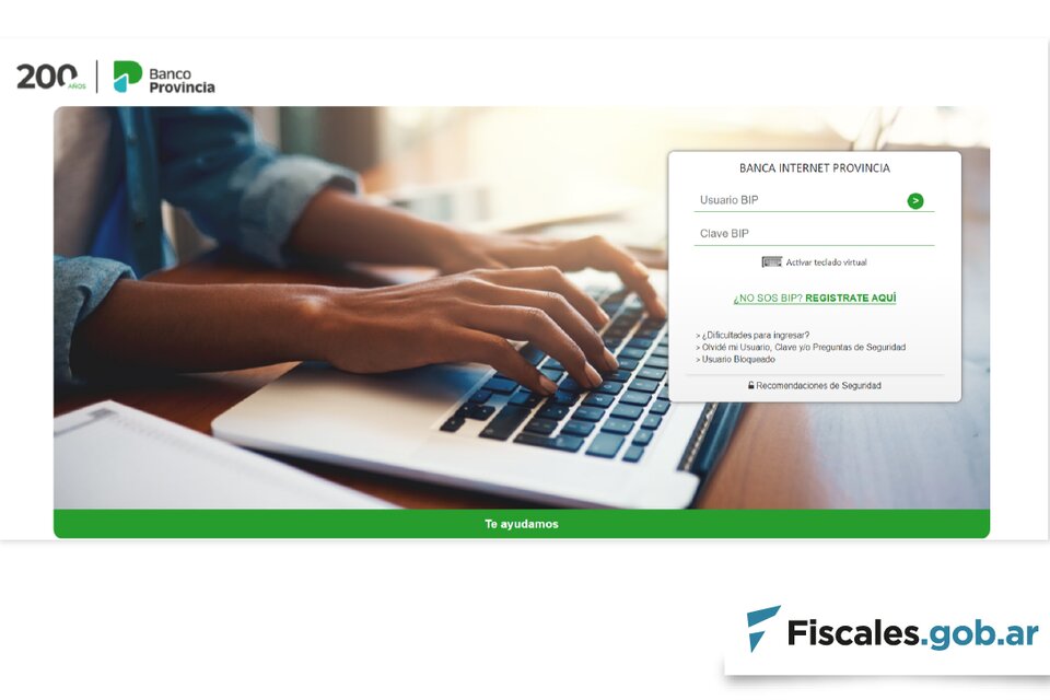El mensaje fraudulento tiene un aspecto similar al del sitio web del Banco Provincia (Captura de pantalla UFECI).