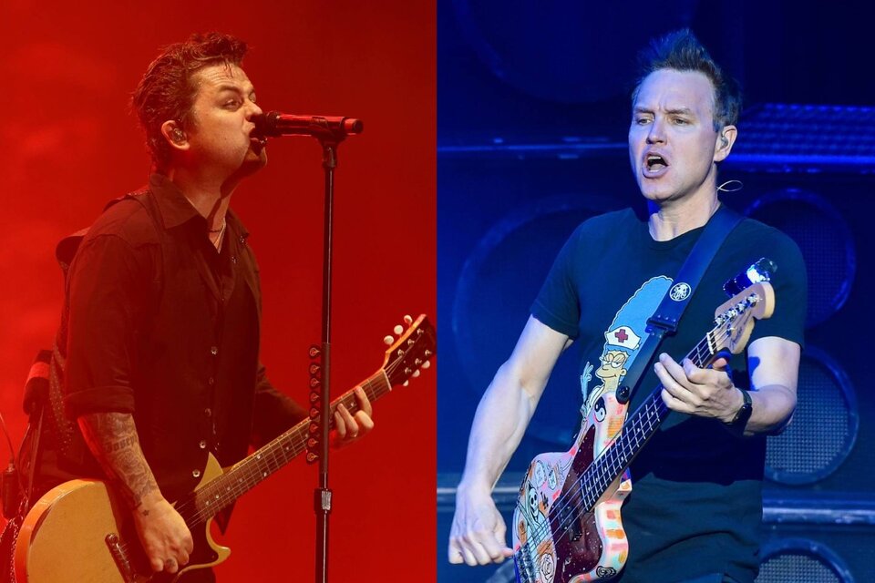 El cantante Billie Joe Armstrong, de Green Day; y el guitarrista Mark Hoppus, de Blink-182. (Foto: AFP)