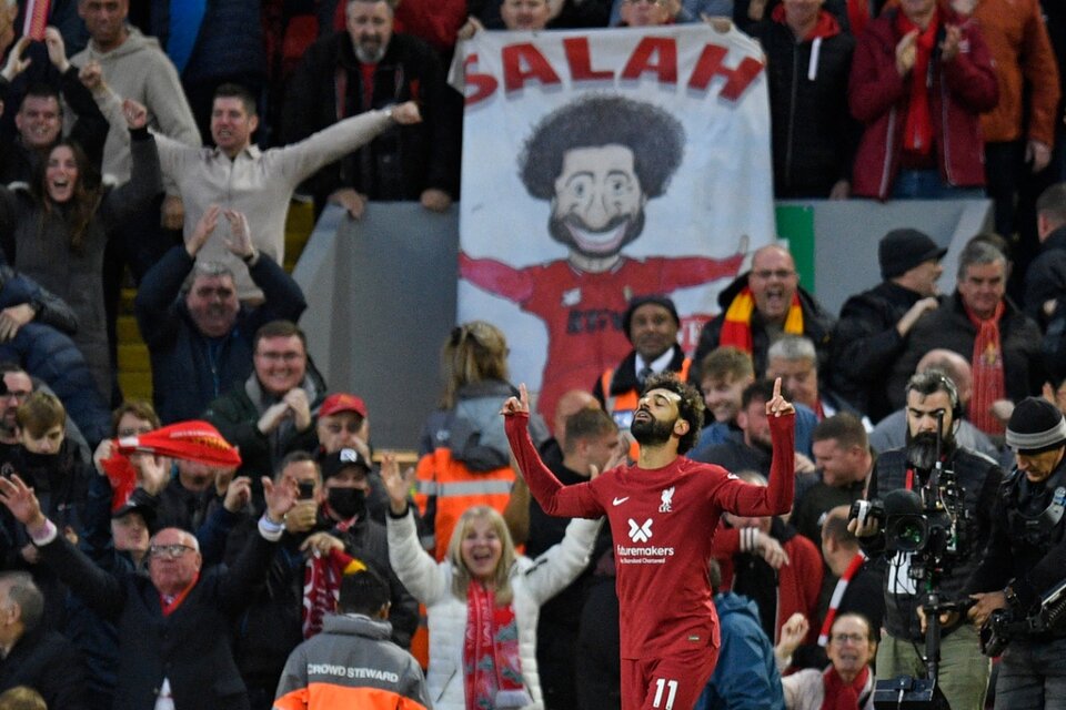 El egipcio Salah celebra el tanto de Liverpool ante el City (Fuente: AFP)