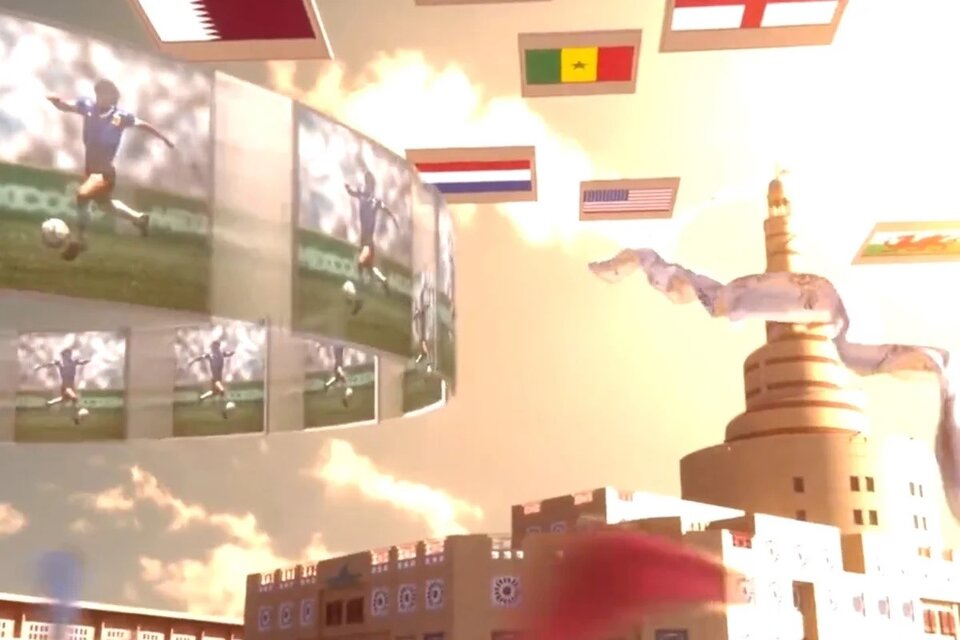 Diego Maradona aparece en el video de presentación de Qatar 2022. Imagen: captura de video.  