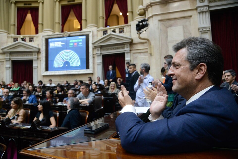 Sergio Massa en el Congreso, durante el tratamiento del Presupuesto. (Fuente: NA)