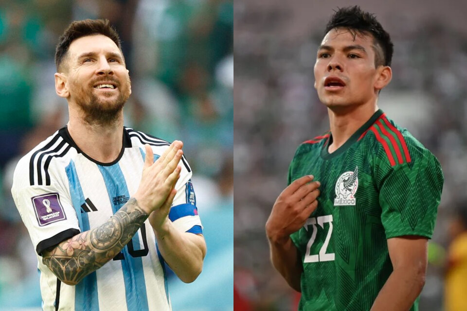 Lionel Messi y Hirving Lozano, estrella del seleccionado mexicano. Imagen: EFE/AFP