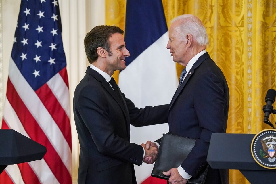 Macron y Biden en la Casa Blanca. (Fuente: EFE)