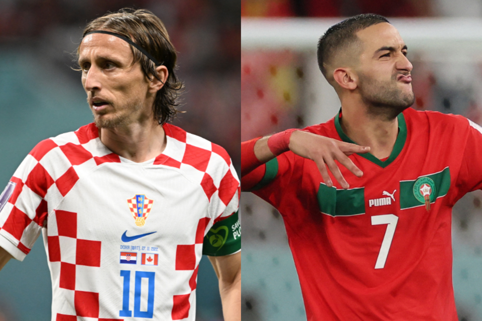Luka Modrić (Croacia) y Hakim Ziyech (Marruecos).   (Fuente: AFP)