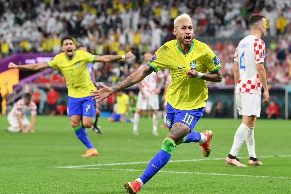 El gol de Neymar que puso en ventaja a Brasil ante Croacia.  Imagen: @fifaworldcup_es 